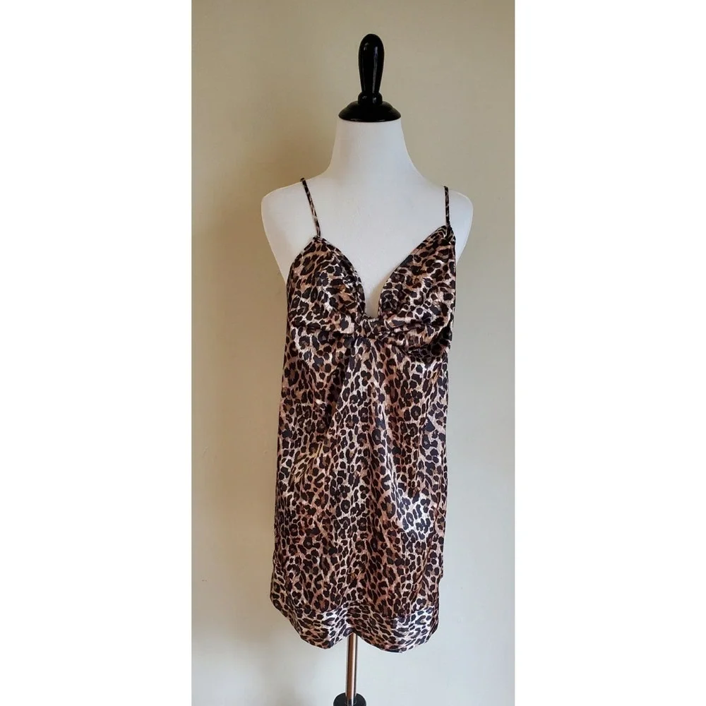 NWT 2009 Victoria's Secret Leopard Print Slip Dress Chemise Lingerie Women's LGE